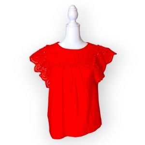 J. Crew Cute Orange Short Casual Eyelet Top XS AL025